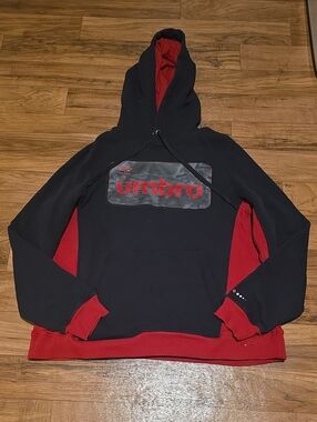 Umbro Black Hoodie with Red Trim and Logo